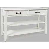 North Fork 2 Drawer Sofa Table in White Wood